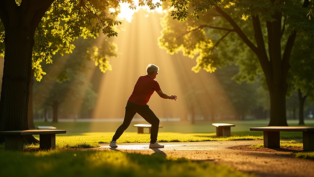 Piękny poranek w parku ze słonecznym światłem